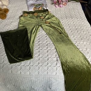 SHEIN MOSS GREEN BELL BOTTOM PANTS, XS